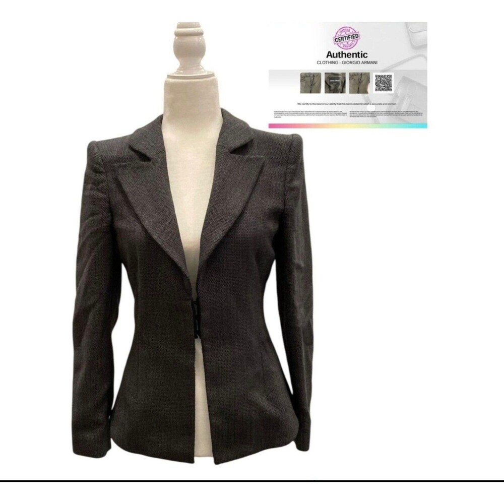 Giorgio Armani Women’s Textured Blazer Charcoal Brown Tan Made in Italy Size 38